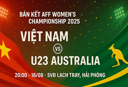 Bán kết AFF nữ 2025 ở Hải Phòng: Việt Nam vs U23 Australia (20:00 16/08, Lạch Tray)